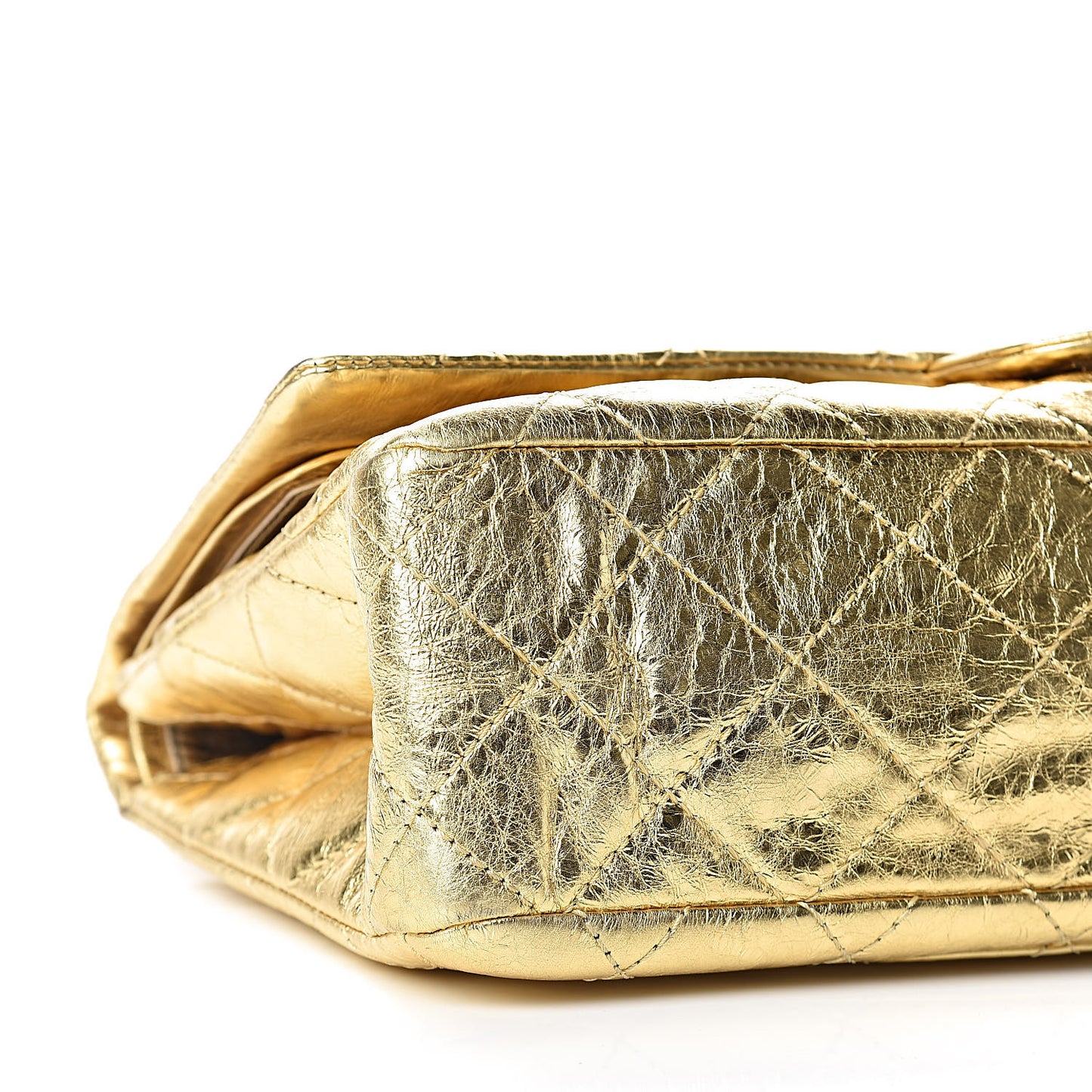 Metallic Aged Calfskin Quilted 2.55 Reissue 228 Flap Gold
