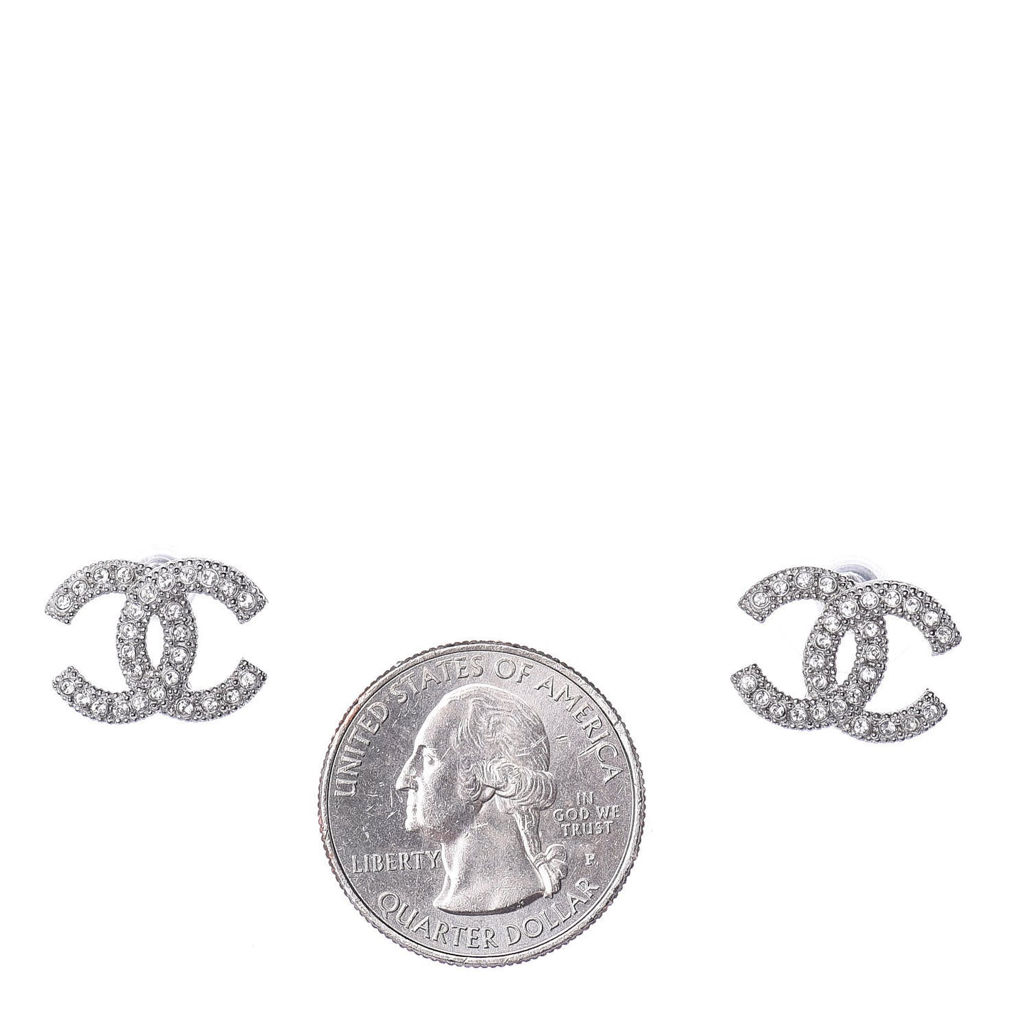 Crystal CC Coco Flapper Earrings Silver