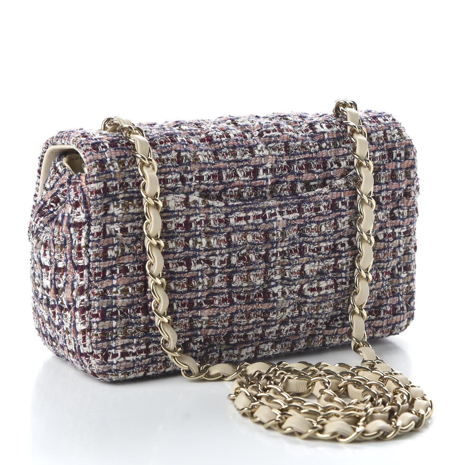 Chanel Tweed Quilted Mini Rectangular Flap Pink 5 of 19