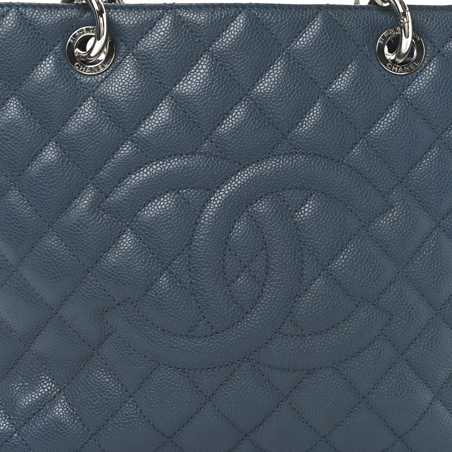 Chanel Caviar Quilted Grand Shopping Tote GST Dark Blue 8 of 10