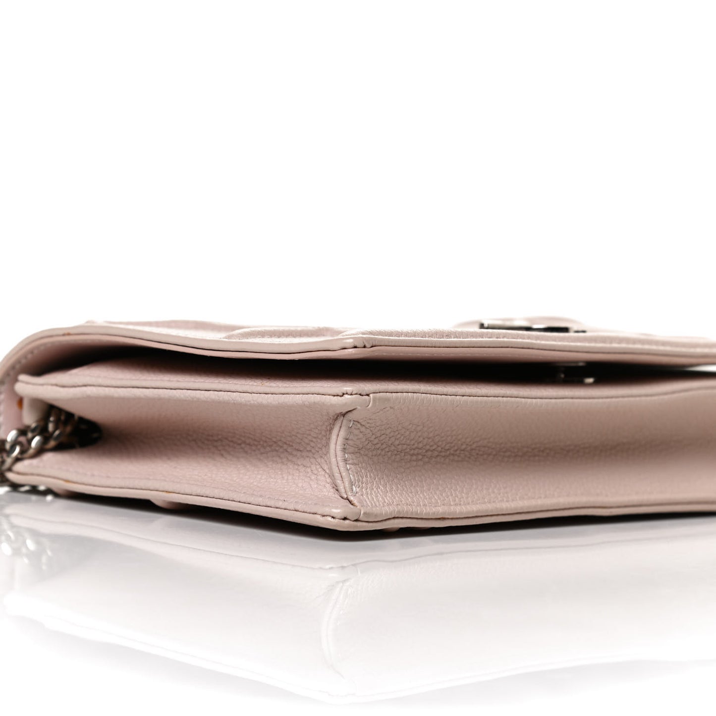 Grained Calfskin Diorama Wallet on Chain Pouch Rose Poudre