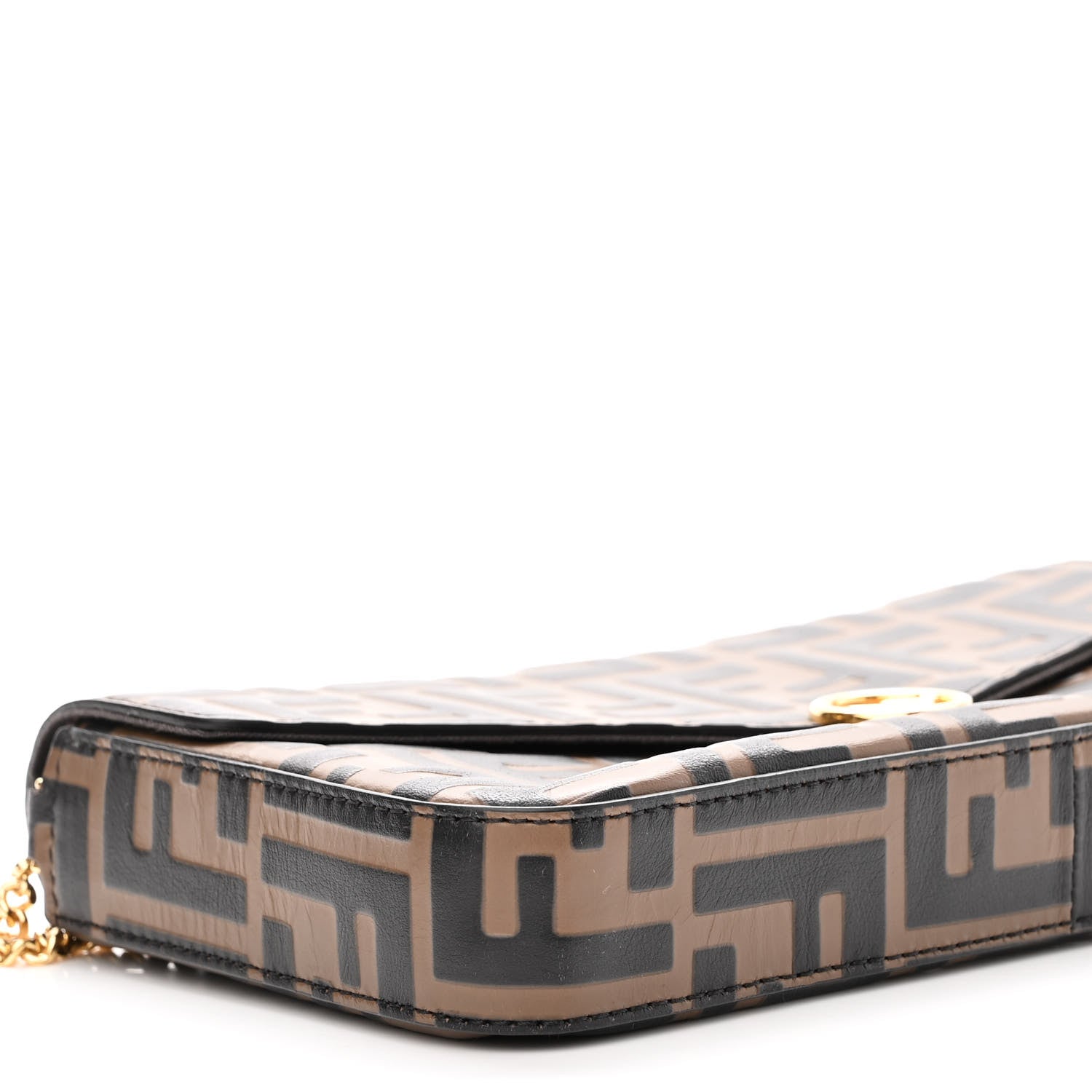 Fendi Vitello Soft F is Fendi Bi-Color FF 1974 Embossed Envelope Wallet On Chain with Pouches Maya Black 8 of 9