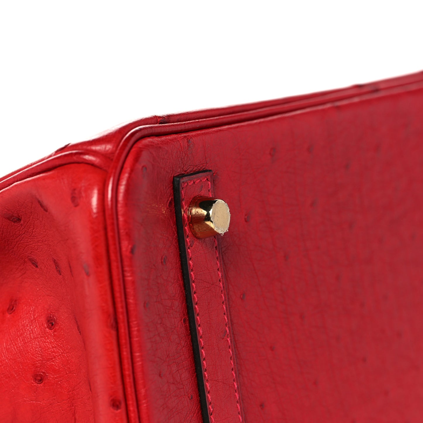Ostrich Horseshoe Birkin 30 Rouge Vif Bleu Glacier
