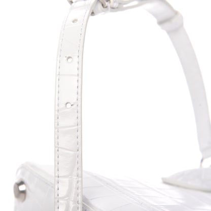Balenciaga Calfskin Crocodile Embossed XXS Ville Top Handle Bag White Black 10 of 11