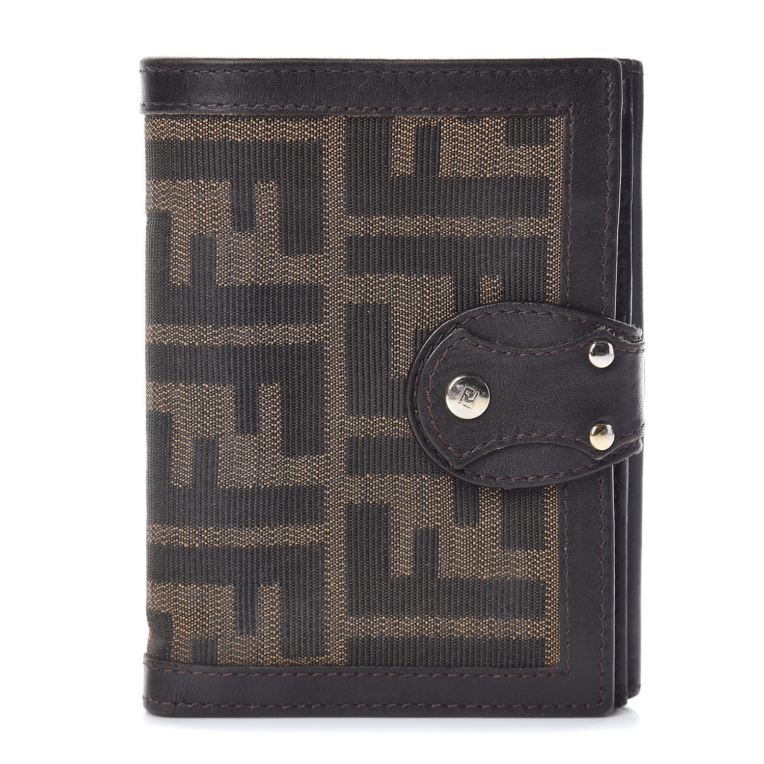 Fendi Zucca Cuoio Lucido Compact Wallet Tobacco Moro 1 of 9