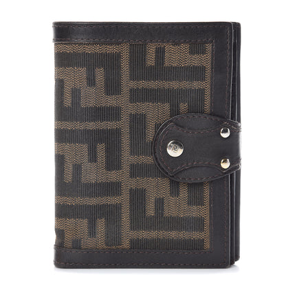 Fendi Zucca Cuoio Lucido Compact Wallet Tobacco Moro 1 of 9