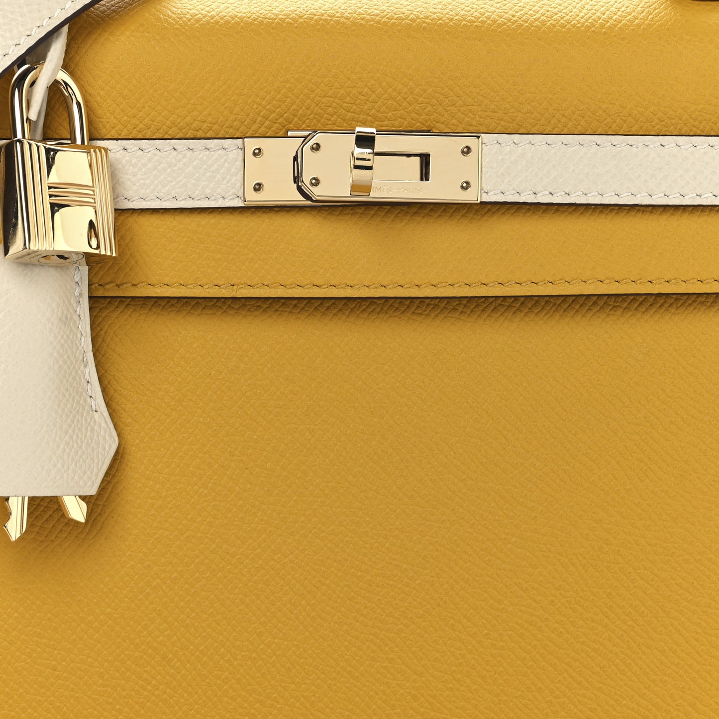 Epsom Bi-Color Horseshoe Kelly Sellier 25 Jaune Ambre Craie