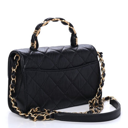 Chanel Crumpled Lambskin Quilted Mini CC Links Top Handle Flap Black 2 of 4