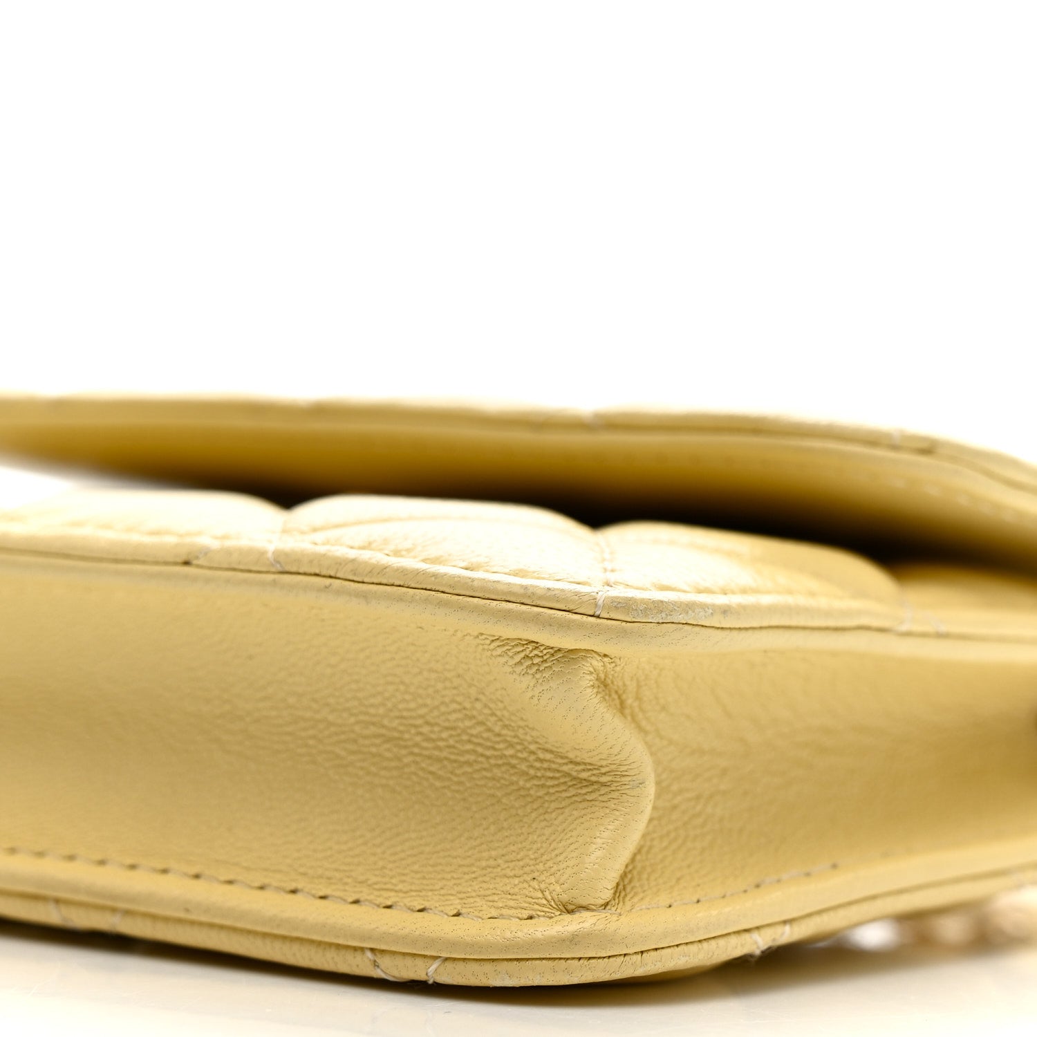 Chanel Lambskin Quilted Pearl Crush Clutch With Chain Yellow