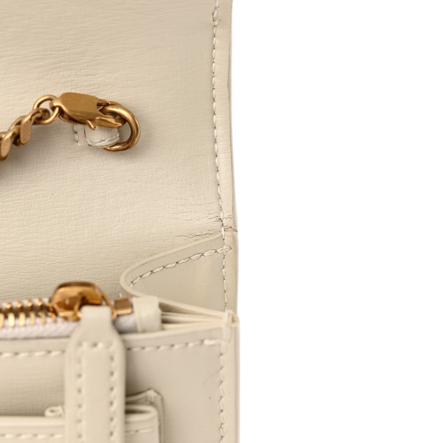 Saint Laurent Calfskin Monogram Sunset Chain Wallet Blanc Vintage 11 of 13