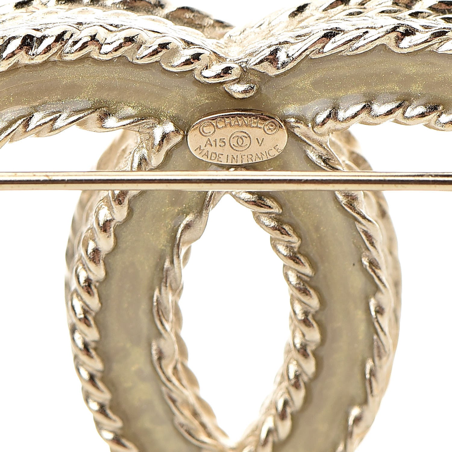 Chanel Crystal CC Brooch Pin Light Gold 4 of 4