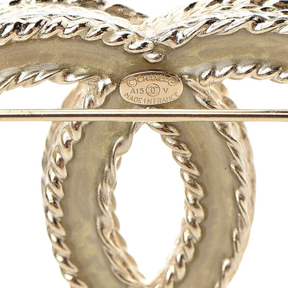 Chanel Crystal CC Brooch Pin Light Gold 4 of 4