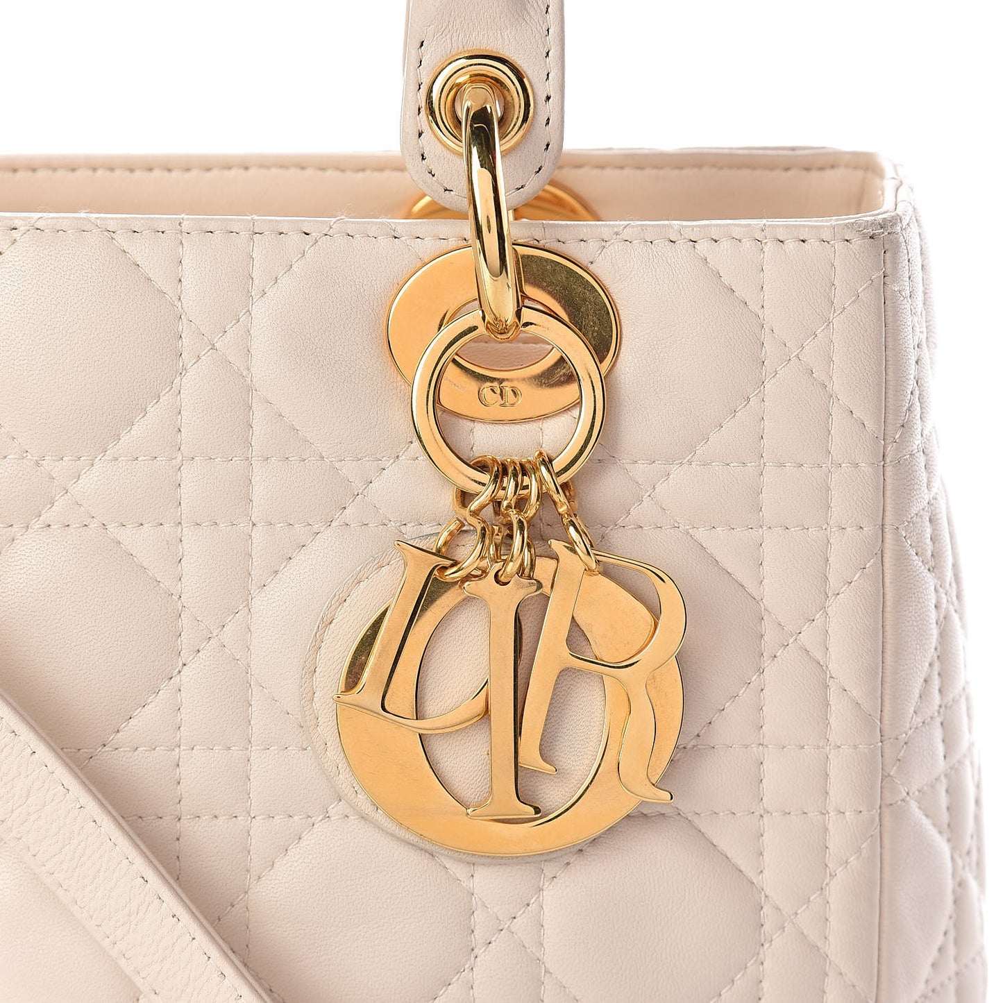 Lambskin Cannage Medium Lady Dior Light Beige