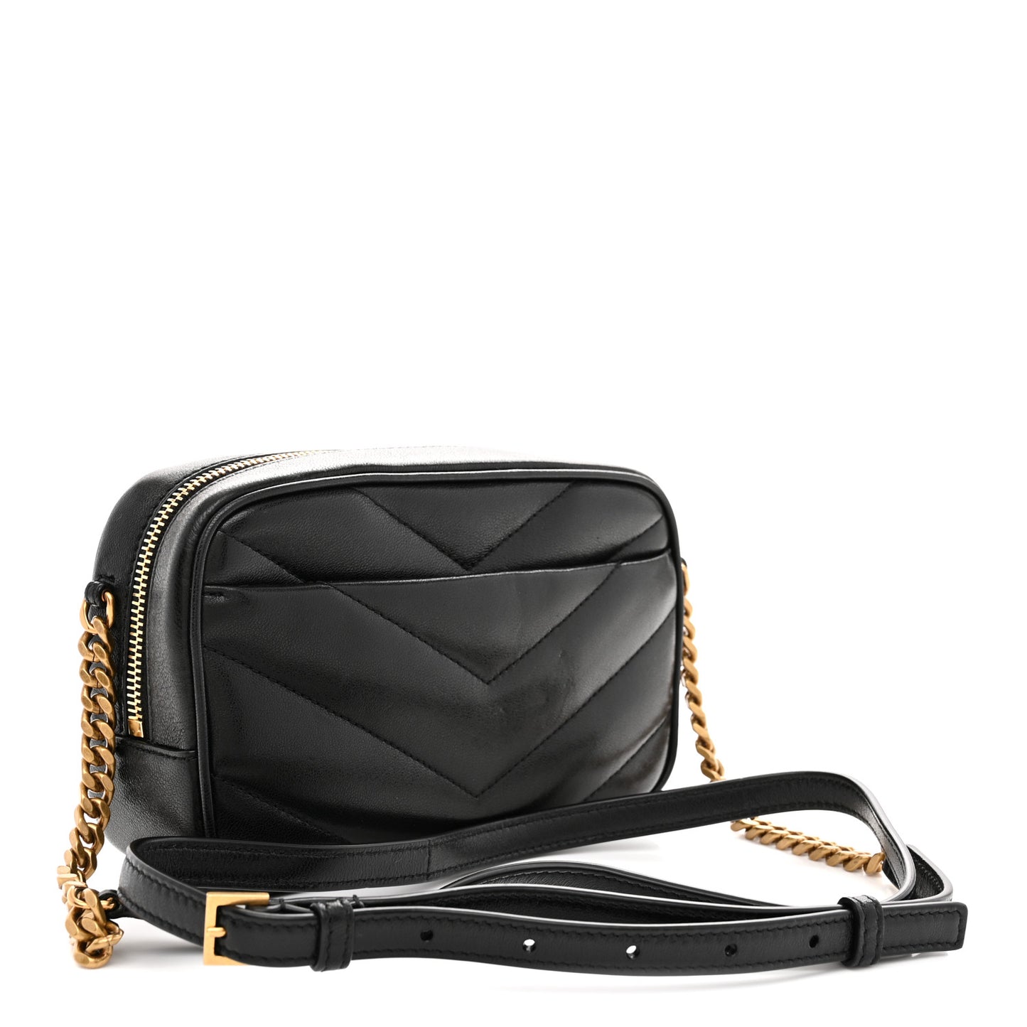 Lambskin Matelasse Monogram Mini Loulou Camera Bag Black