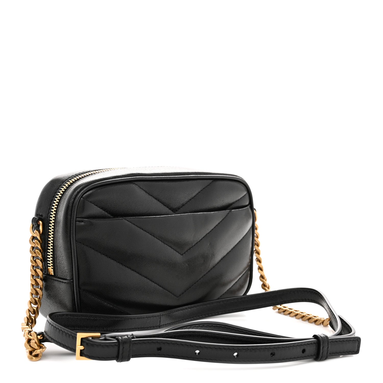 Saint Laurent Lambskin Matelasse Monogram Mini Loulou Camera Bag Black 3 of 10