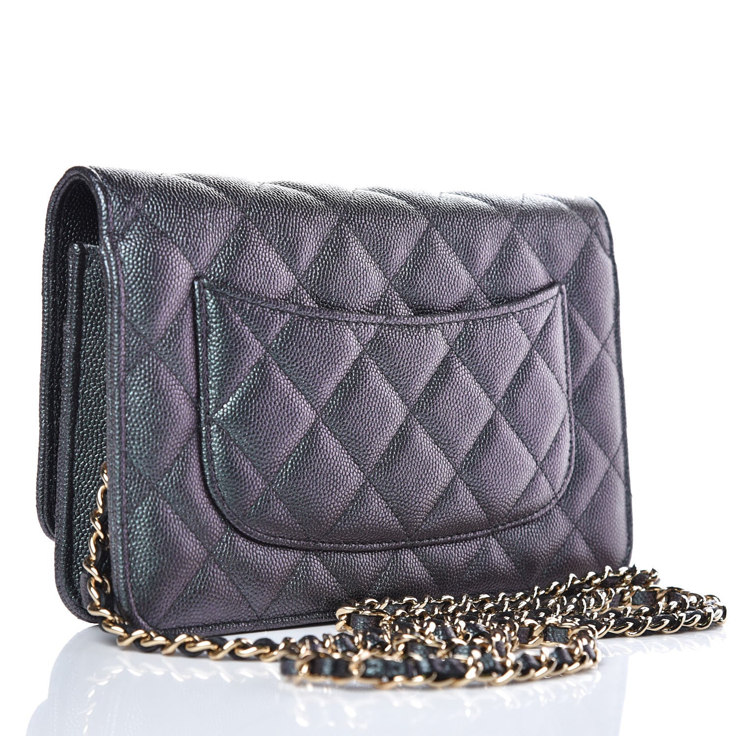 Chanel Iridescent Caviar Quilted Wallet On Chain WOC Black 3 of 12
