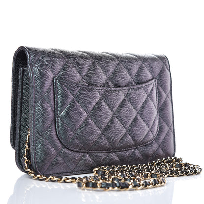 Chanel Iridescent Caviar Quilted Wallet On Chain WOC Black 3 of 12