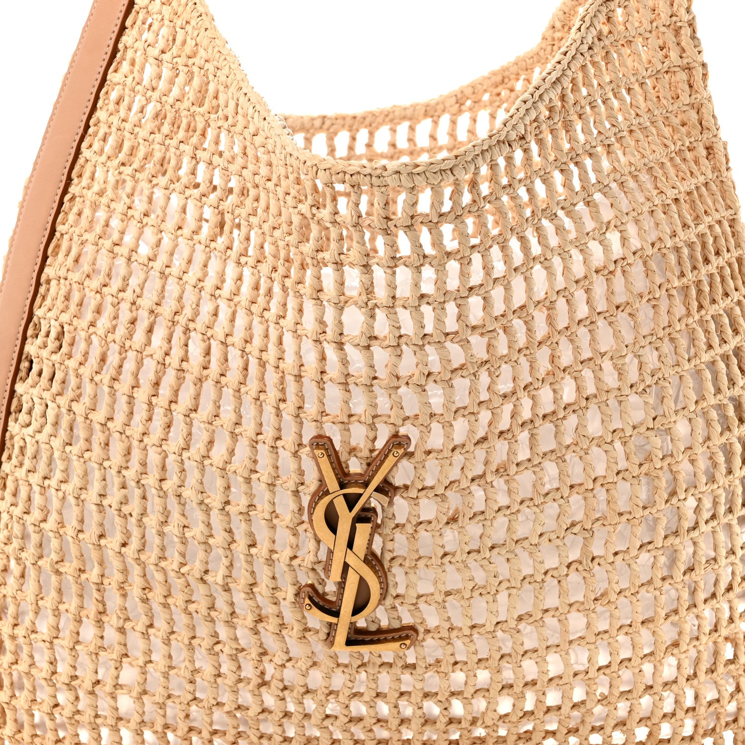 Saint Laurent Raffia Calfskin Oxalis Shoulder Bag Naturale Vintage Brown 7 of 9