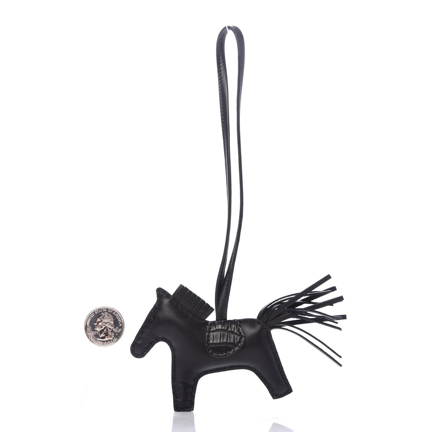 Milo Lambskin Matte Alligator Touch Grigri Rodeo Horse Bag Charm PM So Black