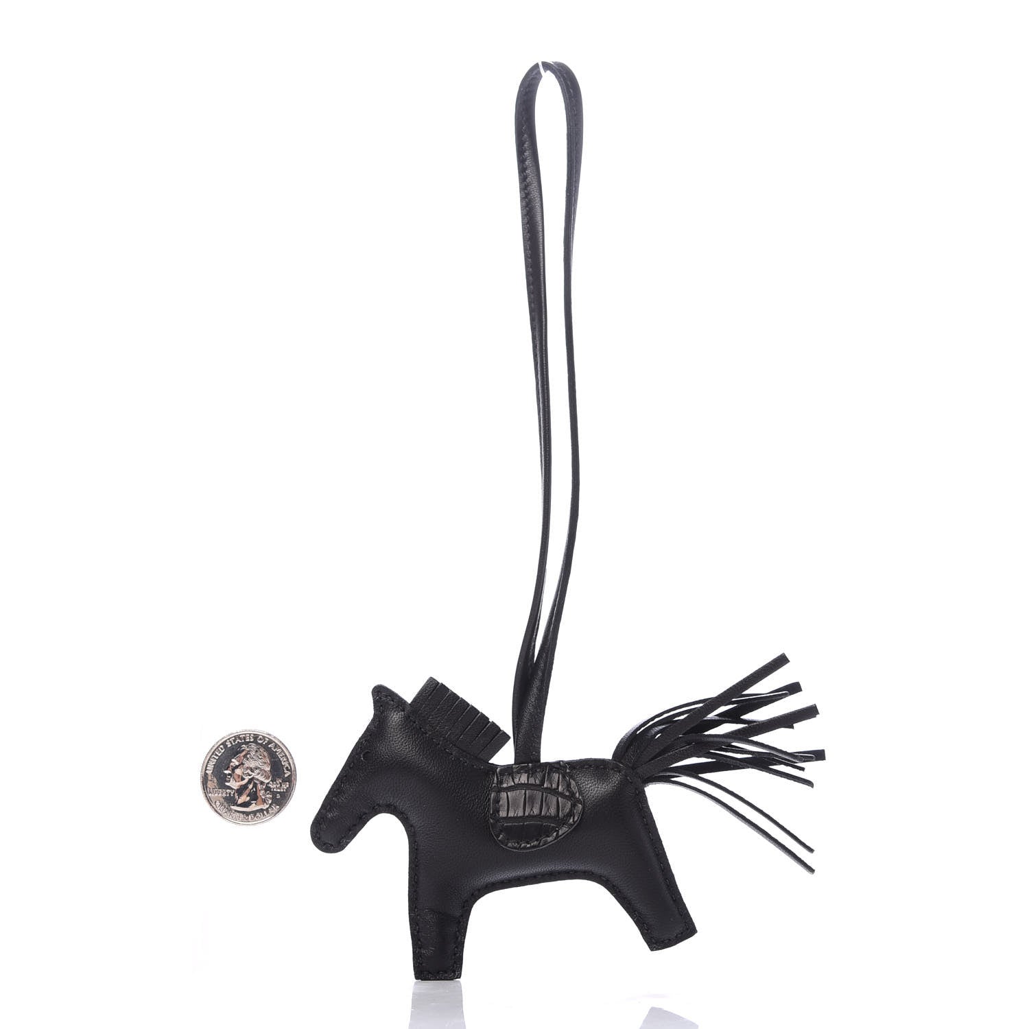 Hermes Milo Lambskin Matte Alligator Touch Grigri Rodeo Horse Bag Charm PM So Black 2 of 4