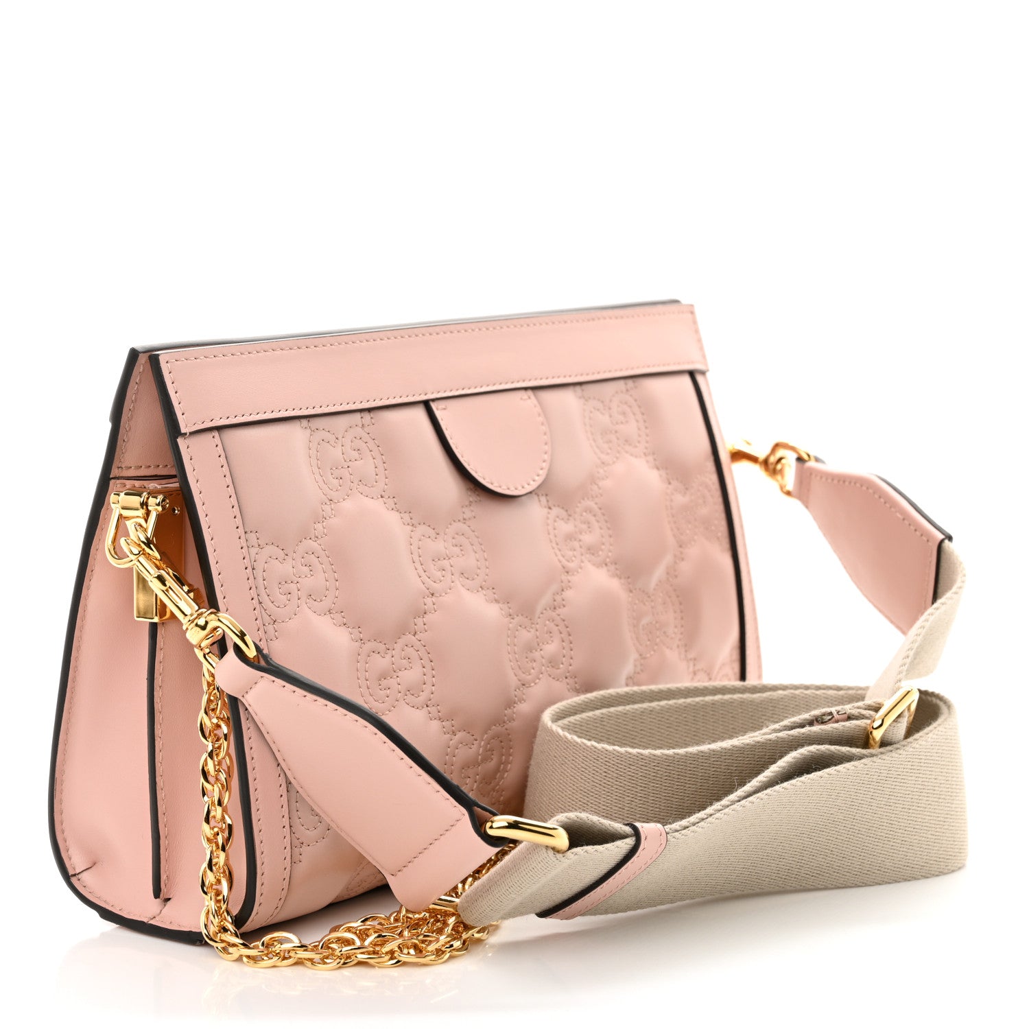 Gucci Calfskin GG Matelasse Small Slim Chain Shoulder Bag Perfect Pink Natural 3 of 10