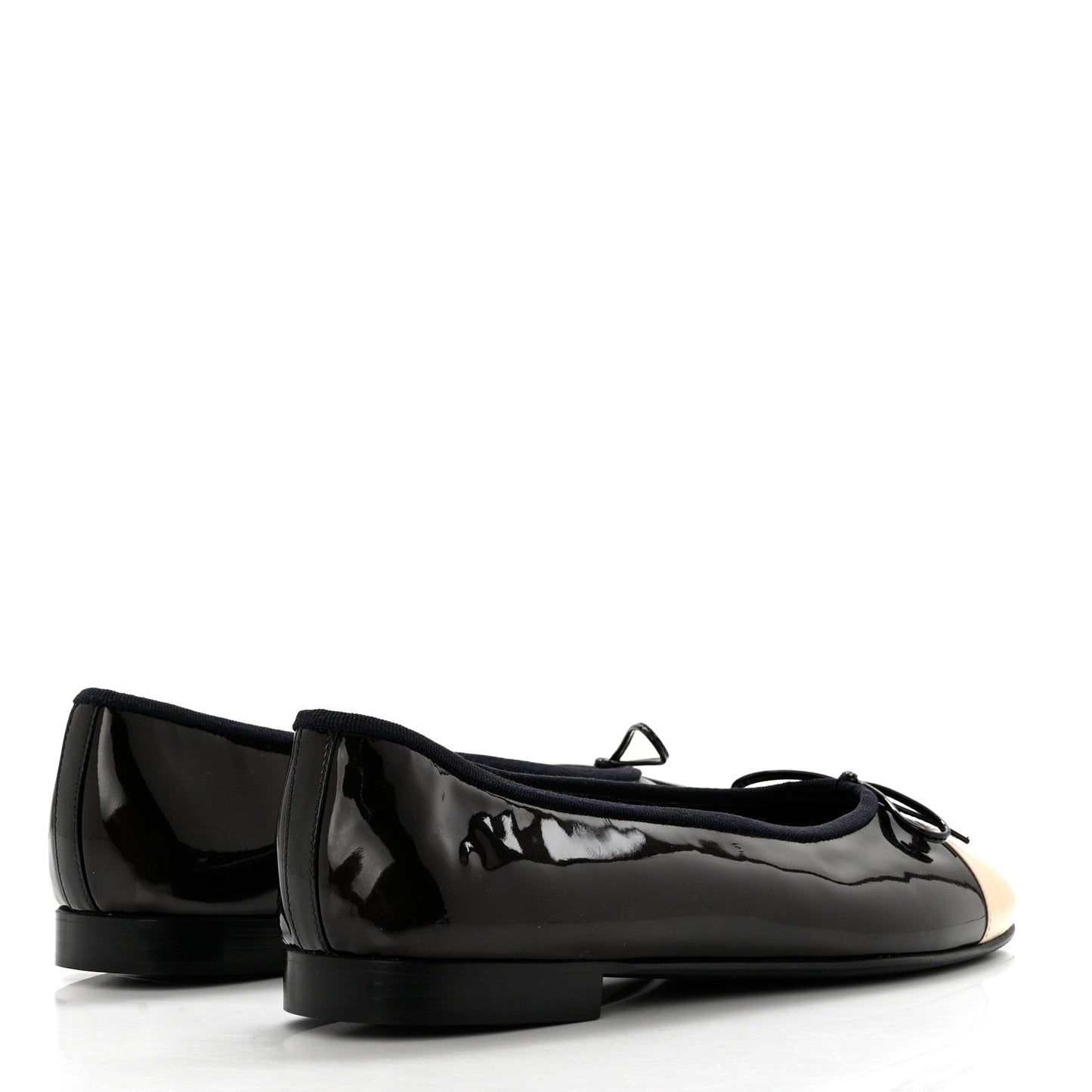 Patent CC Cap Toe Ballerina Flats 40.5 Black Beige