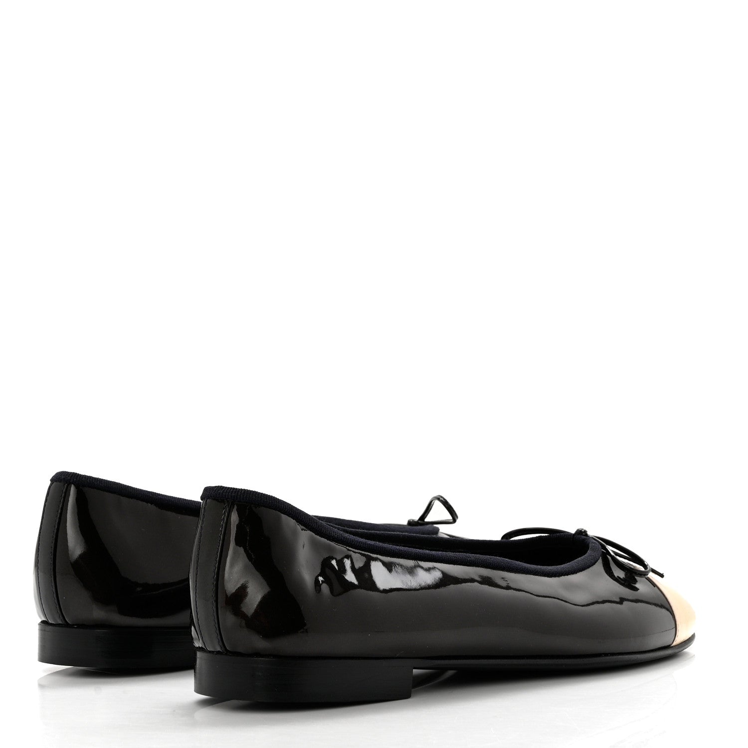 Chanel Patent CC Cap Toe Ballerina Flats 40.5 Black Beige 4 of 7