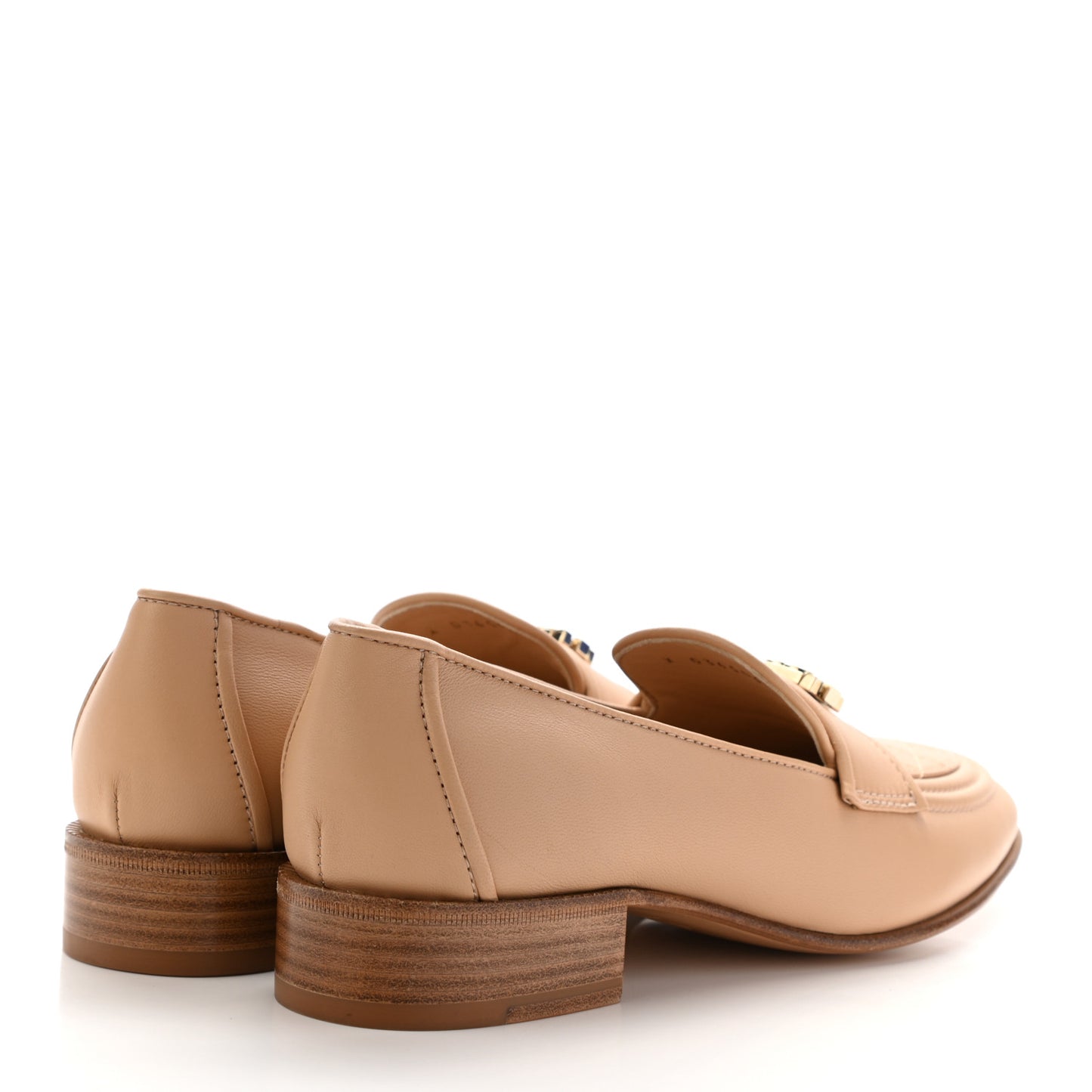 Lambskin Quilted Womens CC Loafers 38.5 Beige