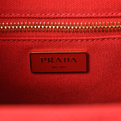 Prada Wicker Canvas Shoulder Bag Rosso 6 of 10