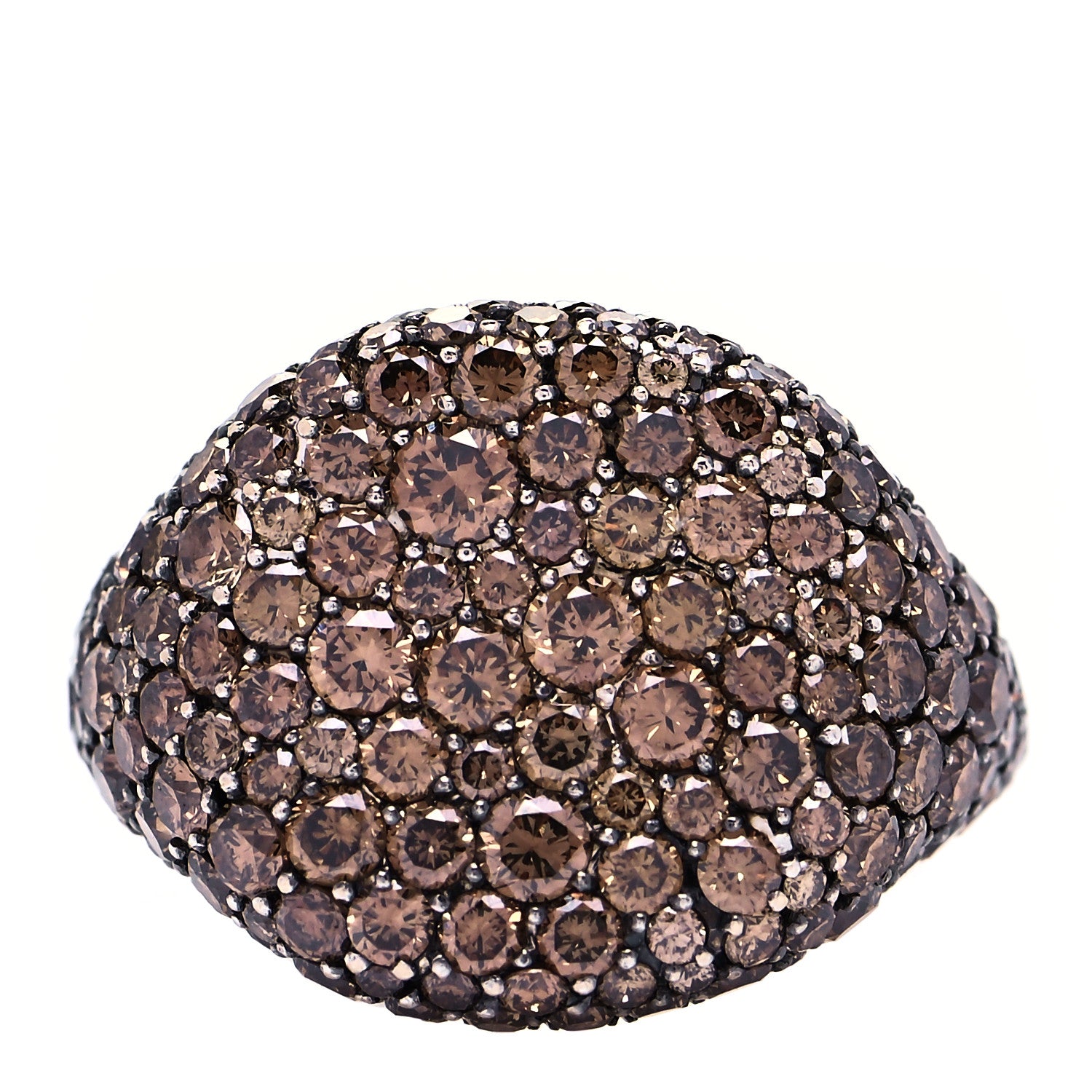 David Yurman 18K White Gold Cognac Diamond 13mm Pave Pinky Ring 45 3.5 1 of 6