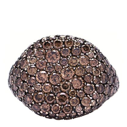 David Yurman 18K White Gold Cognac Diamond 13mm Pave Pinky Ring 45 3.5 1 of 6