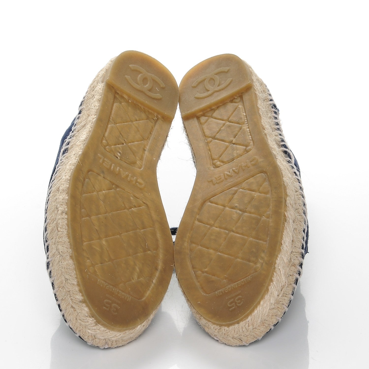 Chanel Suede Lace Up Espadrilles 35 Dark Navy Blue 5 of 11