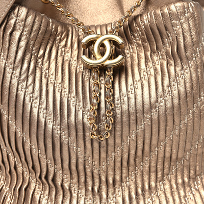 Chanel Metallic Lambskin Coco Pleats Drawstring Bag Gold 8 of 11