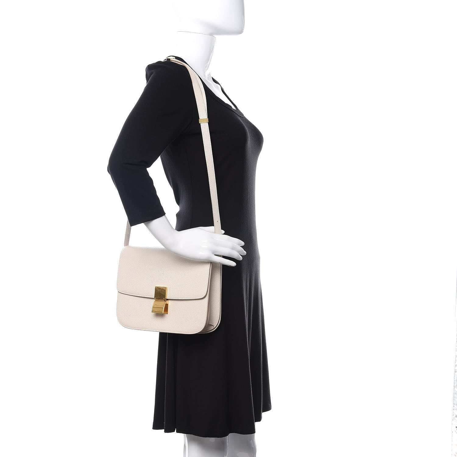 Celine Goatskin Medium Classic Box Flap Bag White 2 of 11