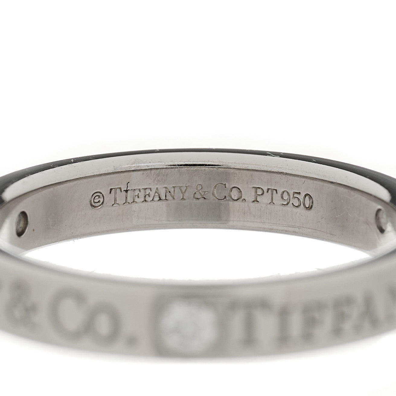 Tiffany Platinum Diamond Logo Band Ring 47 4.25 4 of 8