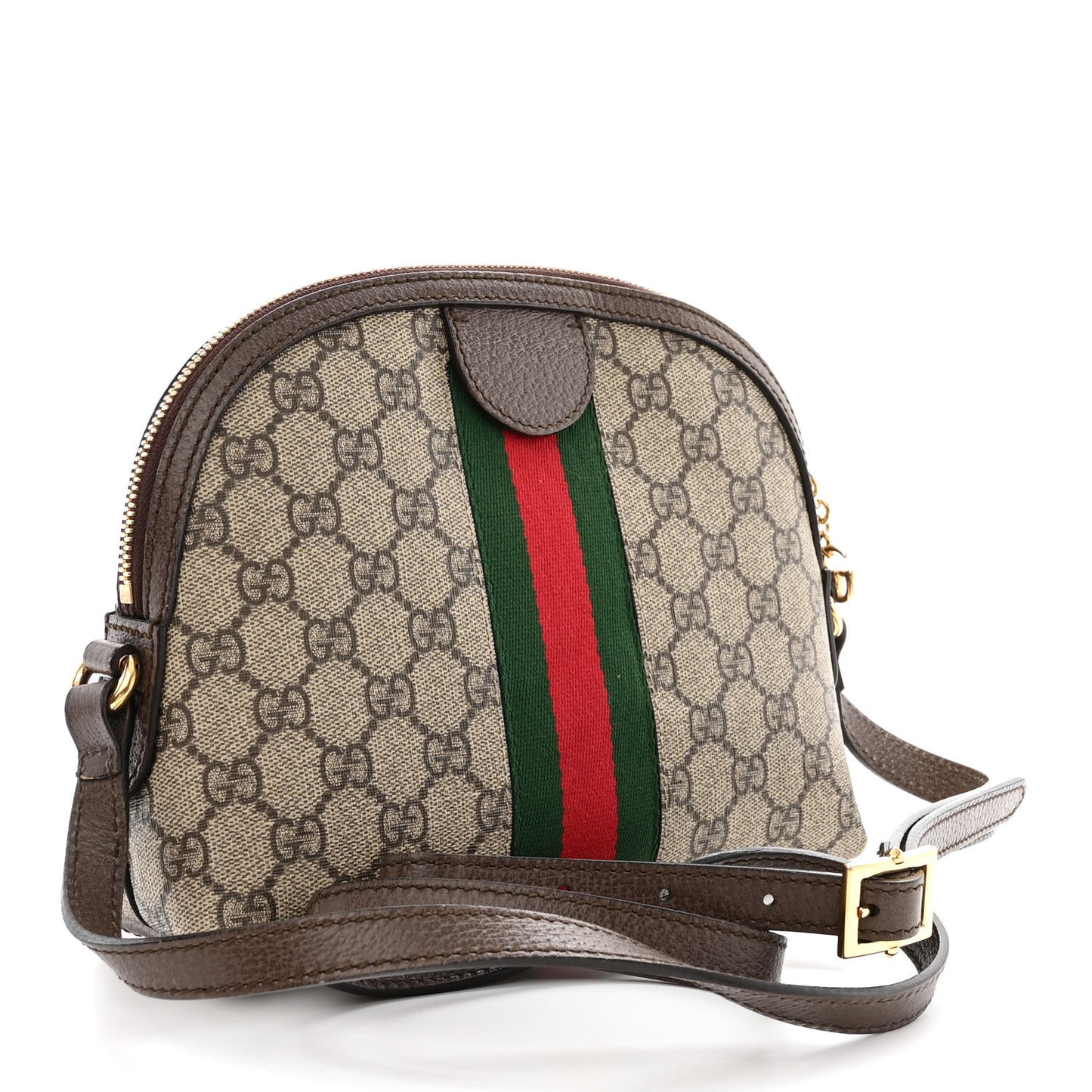 GG Supreme Monogram Textured Dollar Calfskin Web Small Ophidia Dome Shoulder Bag Beige Ebony New Acero