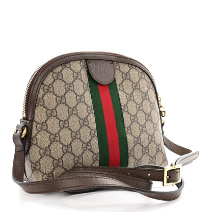 Gucci GG Supreme Monogram Textured Dollar Calfskin Web Small Ophidia Dome Shoulder Bag Beige Ebony New Acero 3 of 15
