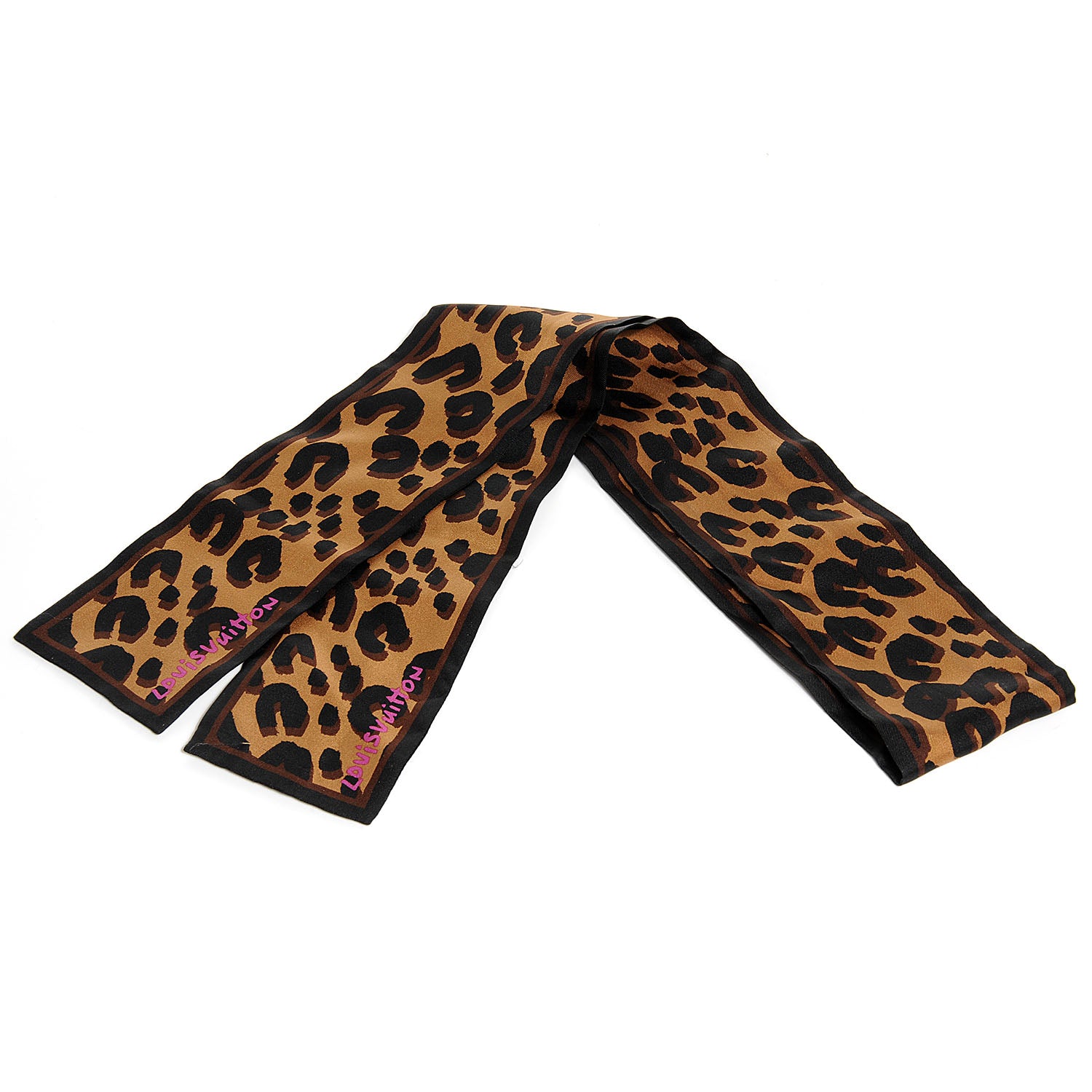 Louis Vuitton Silk Leopard Bandeau Scarf Marron 1 of 6
