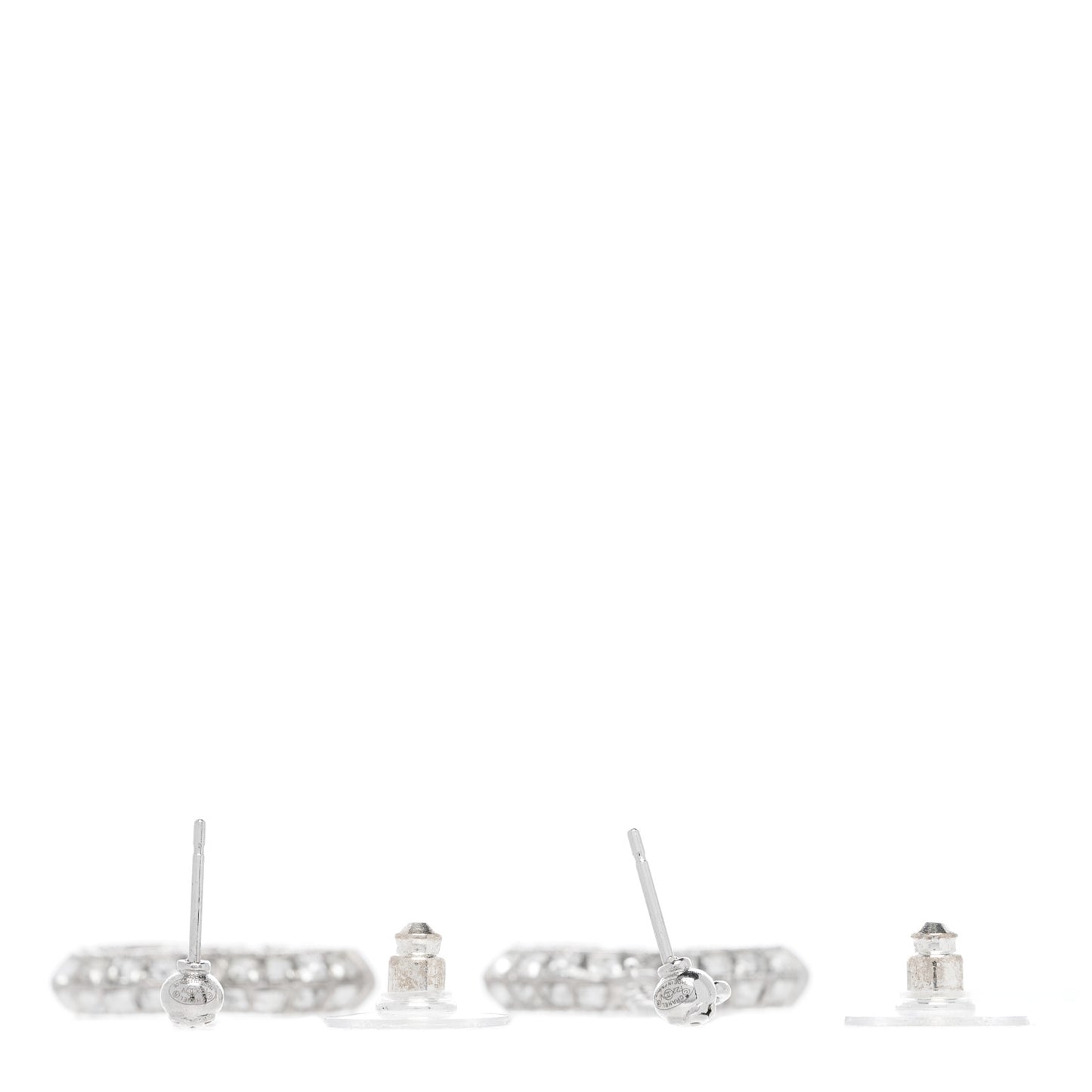 Baguette Crystal CC Drop Earrings Silver