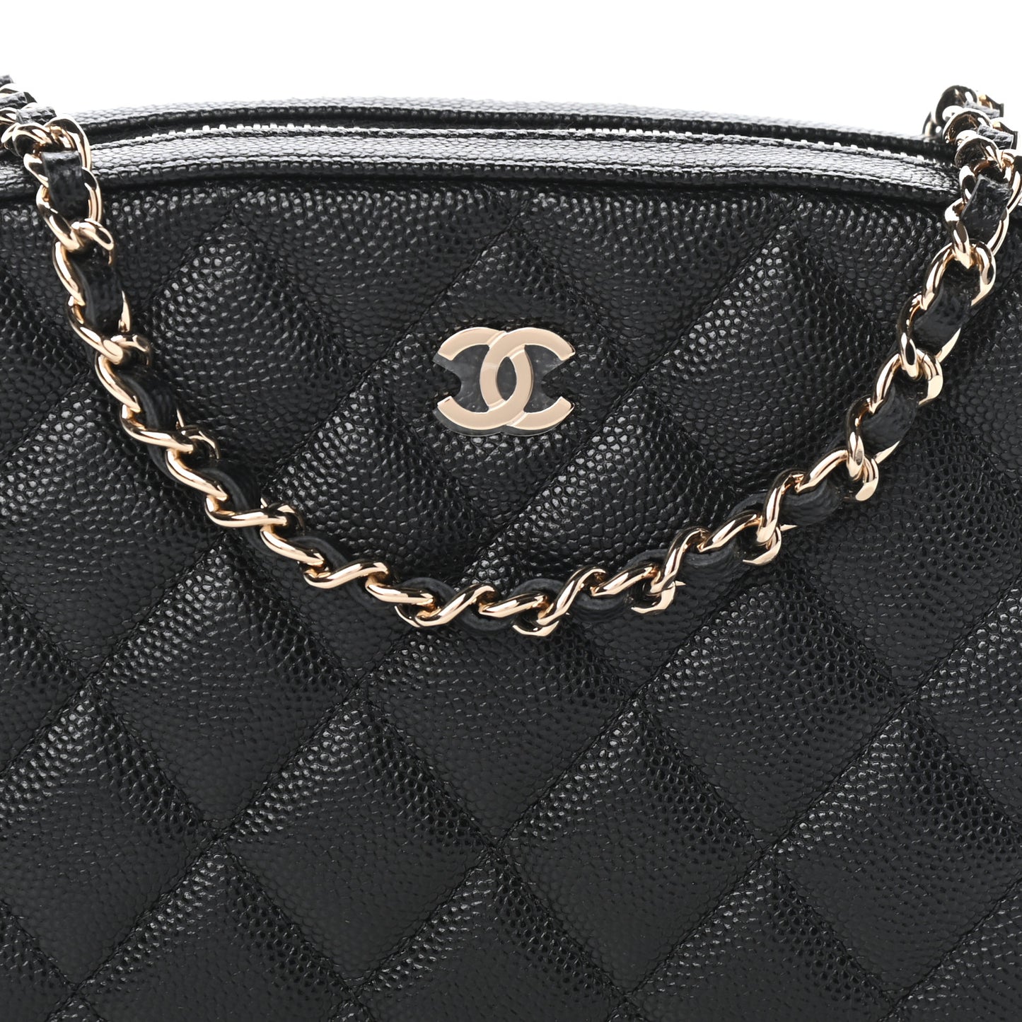 Caviar Quilted Vanity With Chain Black