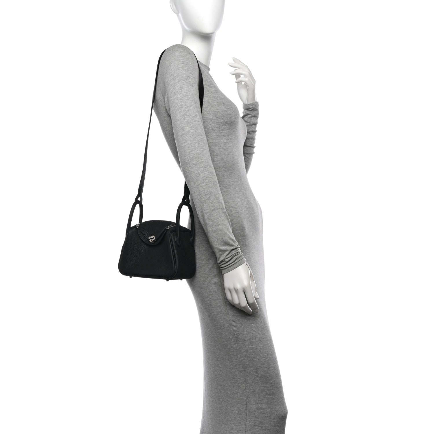 Hermes Taurillon Clemence Mini Lindy 20 Black 2 of 10