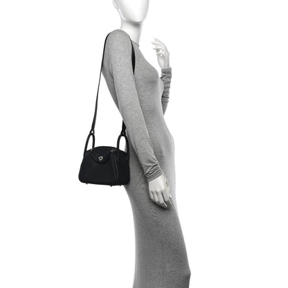 Hermes Taurillon Clemence Mini Lindy 20 Black 2 of 10
