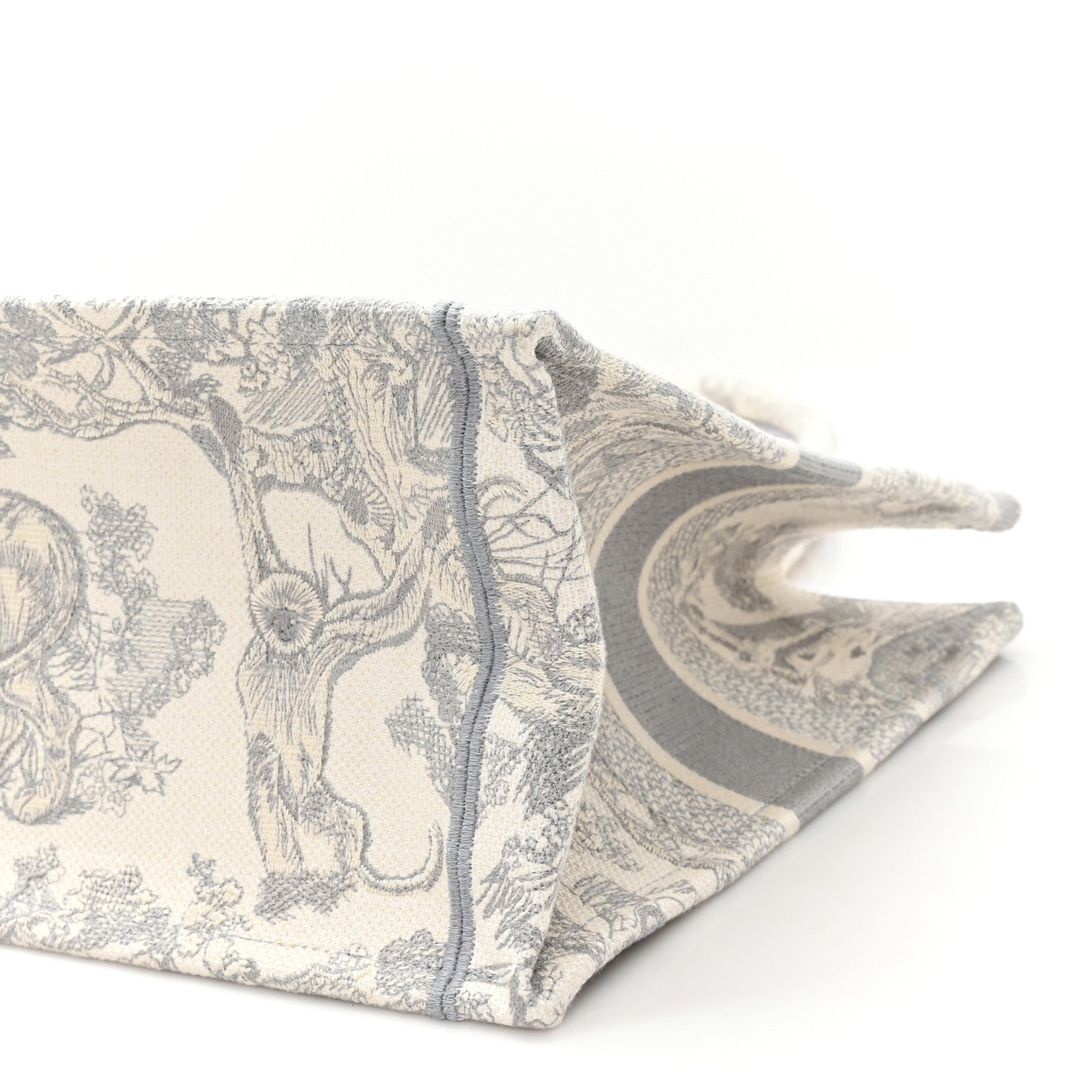 Christian Dior Canvas Embroidered Medium Dioriviera Toile De Jouy Book Tote Gray 9 of 11