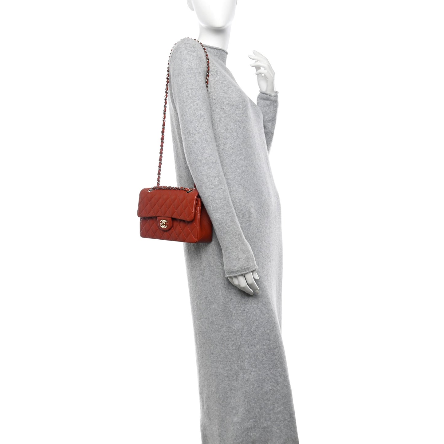 Lambskin Quilted Small Double Flap Brown