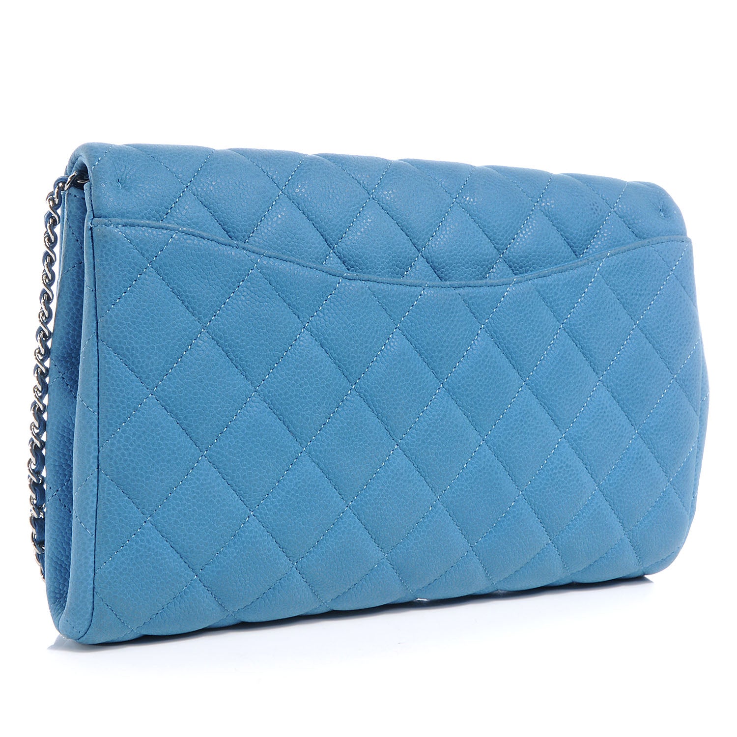 Chanel Iridescent Caviar Large Flap Clutch Bag Blue 3 of 9