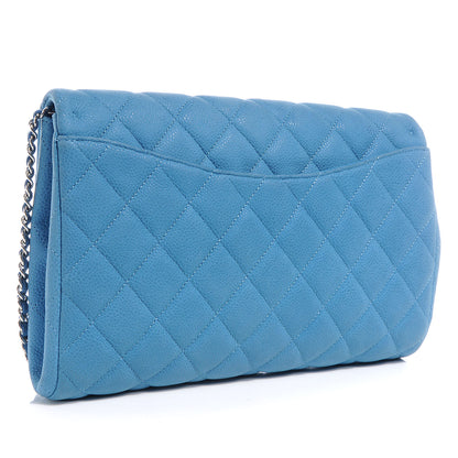 Chanel Iridescent Caviar Large Flap Clutch Bag Blue 3 of 9