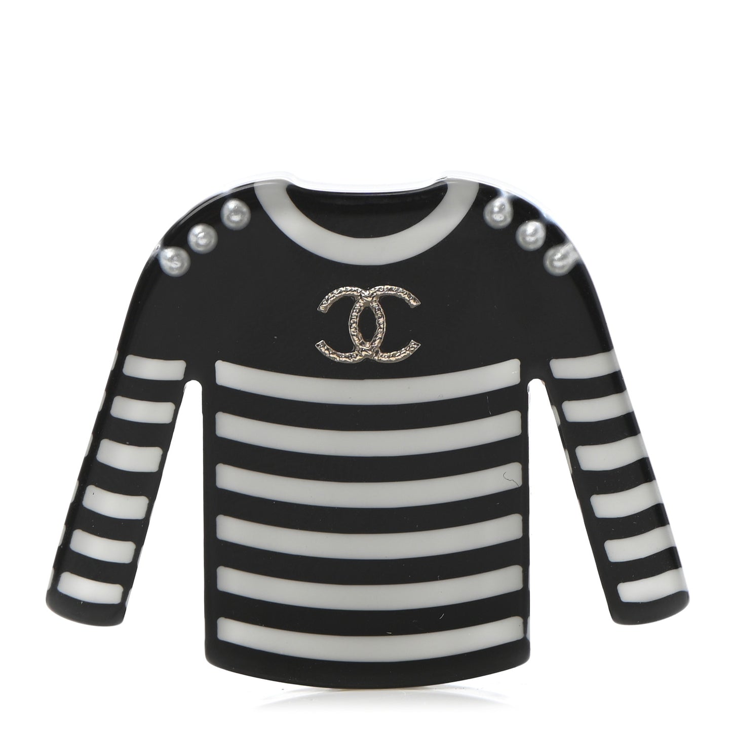 Resin Sweater CC Brooch Black White