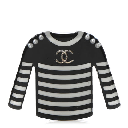 Chanel Resin Sweater CC Brooch Black White 1 of 5