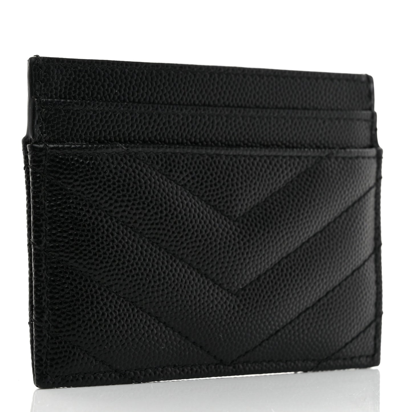 Grain De Poudre Matelasse Chevron Monogram Credit Card Case Black