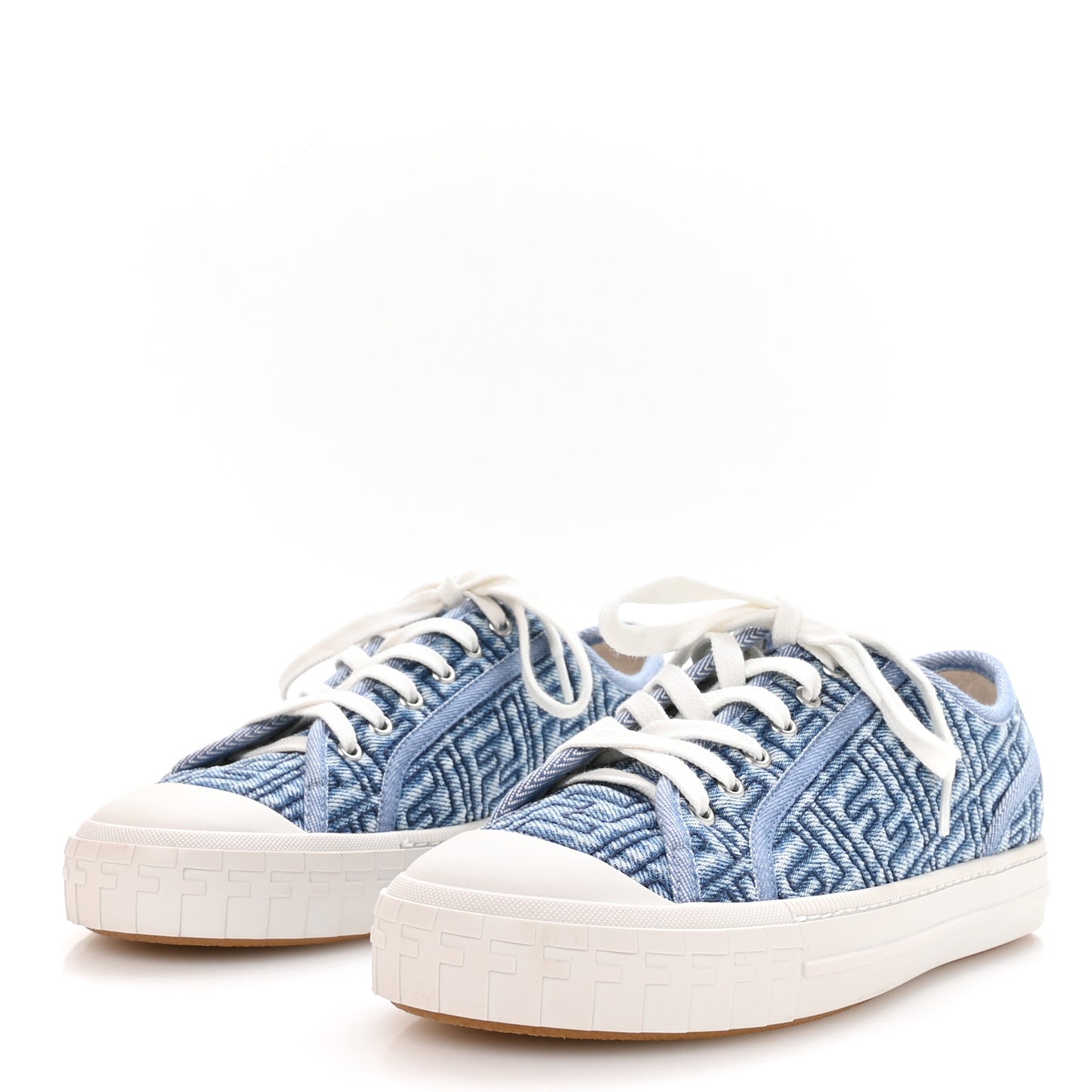 Denim Jacquard FF Matelasse Womens Domino Low Top Sneakers 37.5 Blue Navy